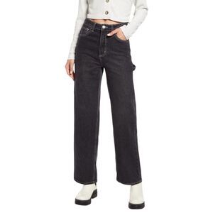 BP Black Contrast Stitch Wide Leg Carpenter Jeans 33